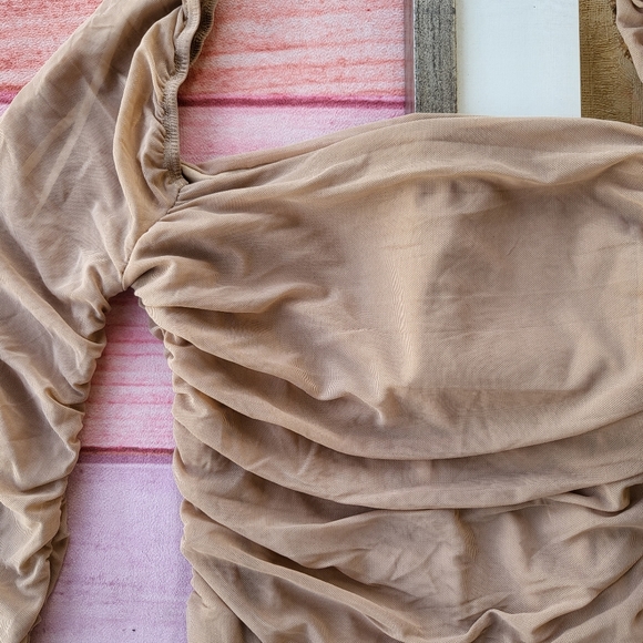 Princess Polly beige Charvi Mini Dredd Long Sleeve Bodycon Dress 8US - Picture 8 of 9